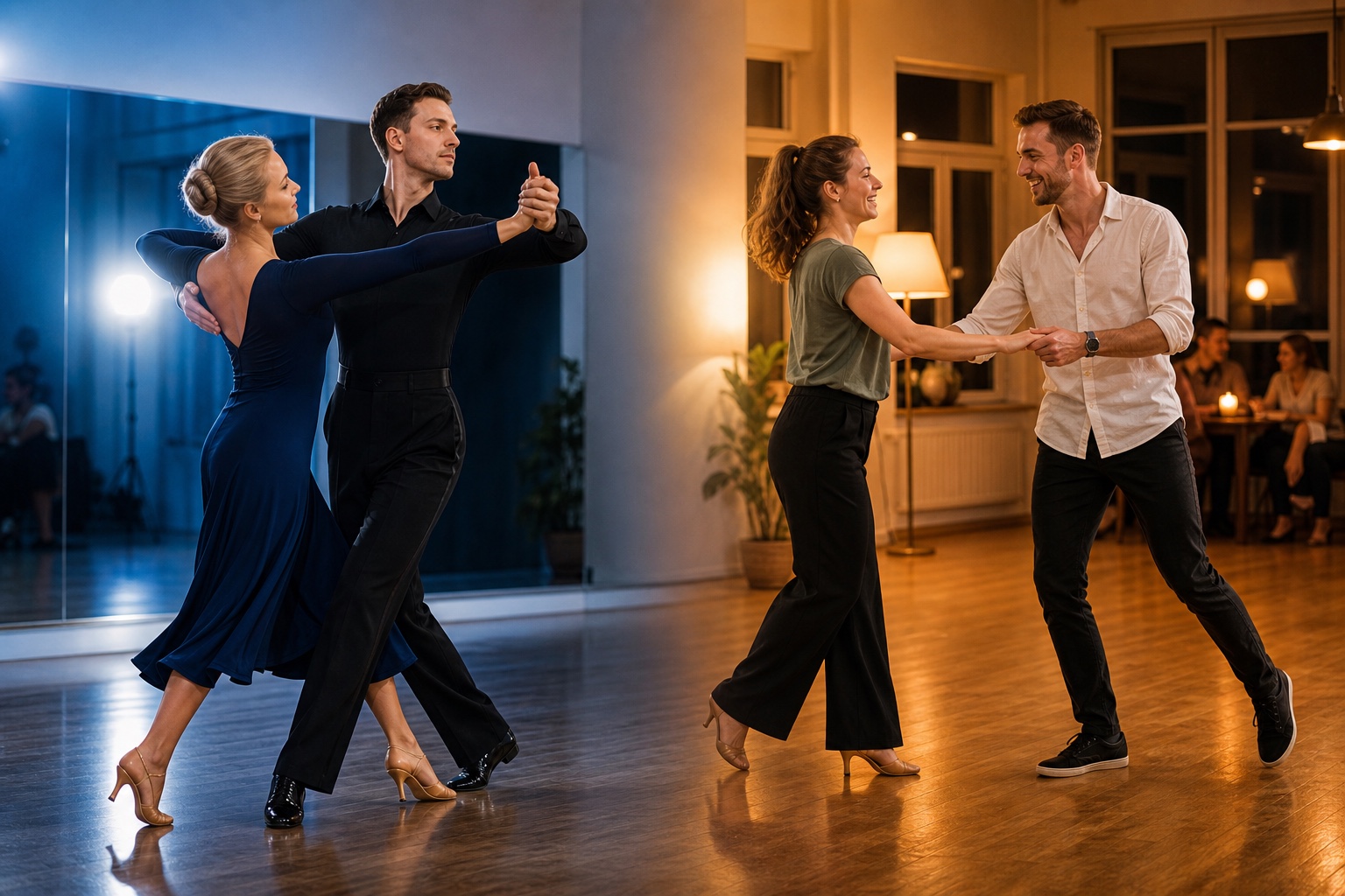 Dansare som visar skillnaden mellan tävlingsdans och socialdans
