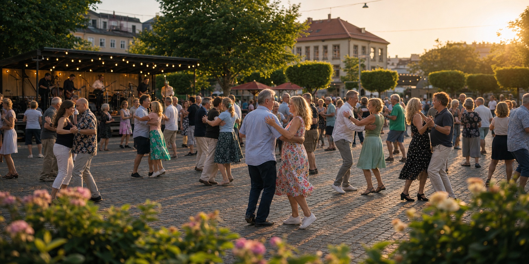 Sommarkvall med socialdans pa Gronsakstorget i Goteborg