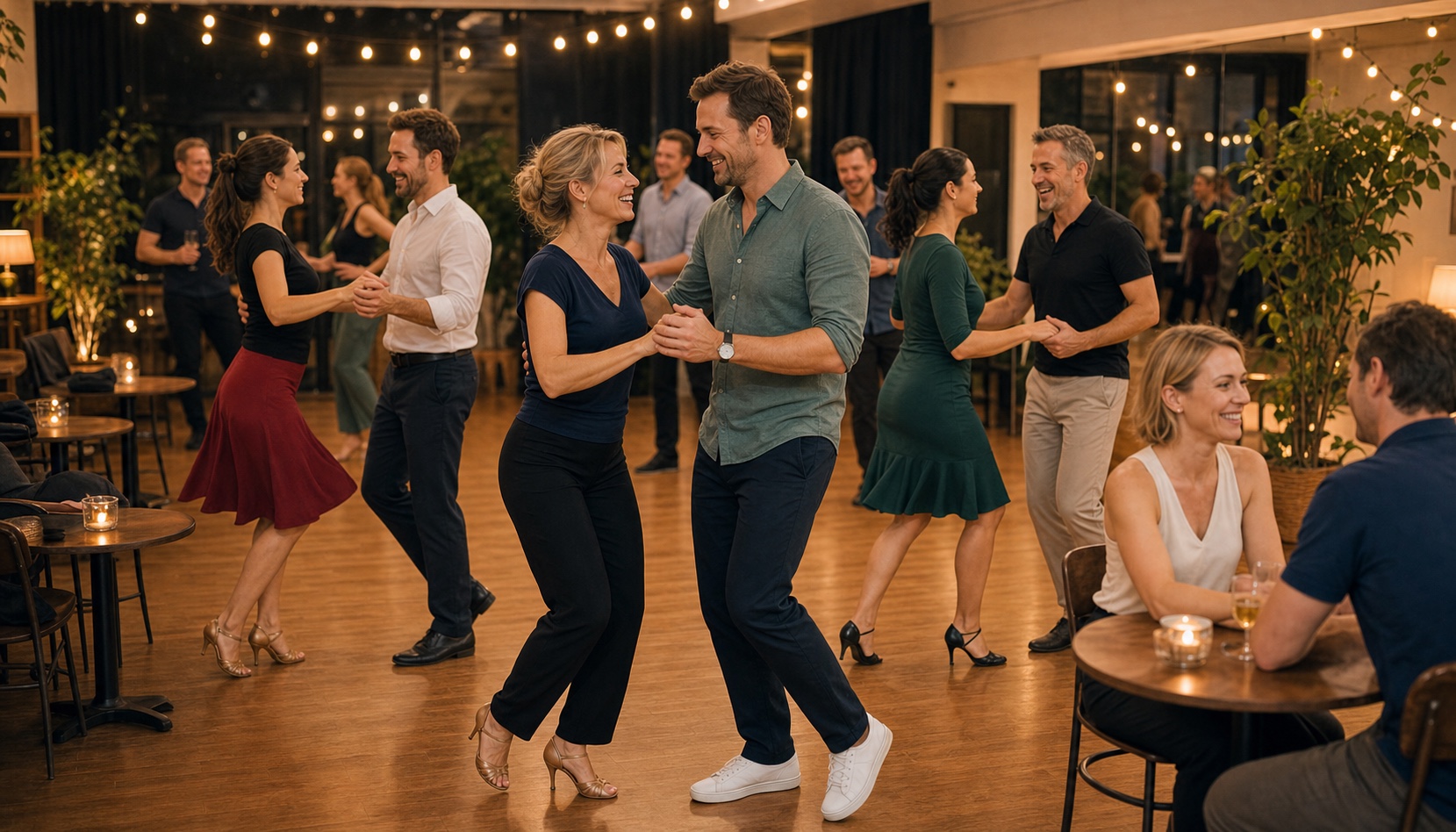 Vuxna som dansar och umgas under Dans-AW