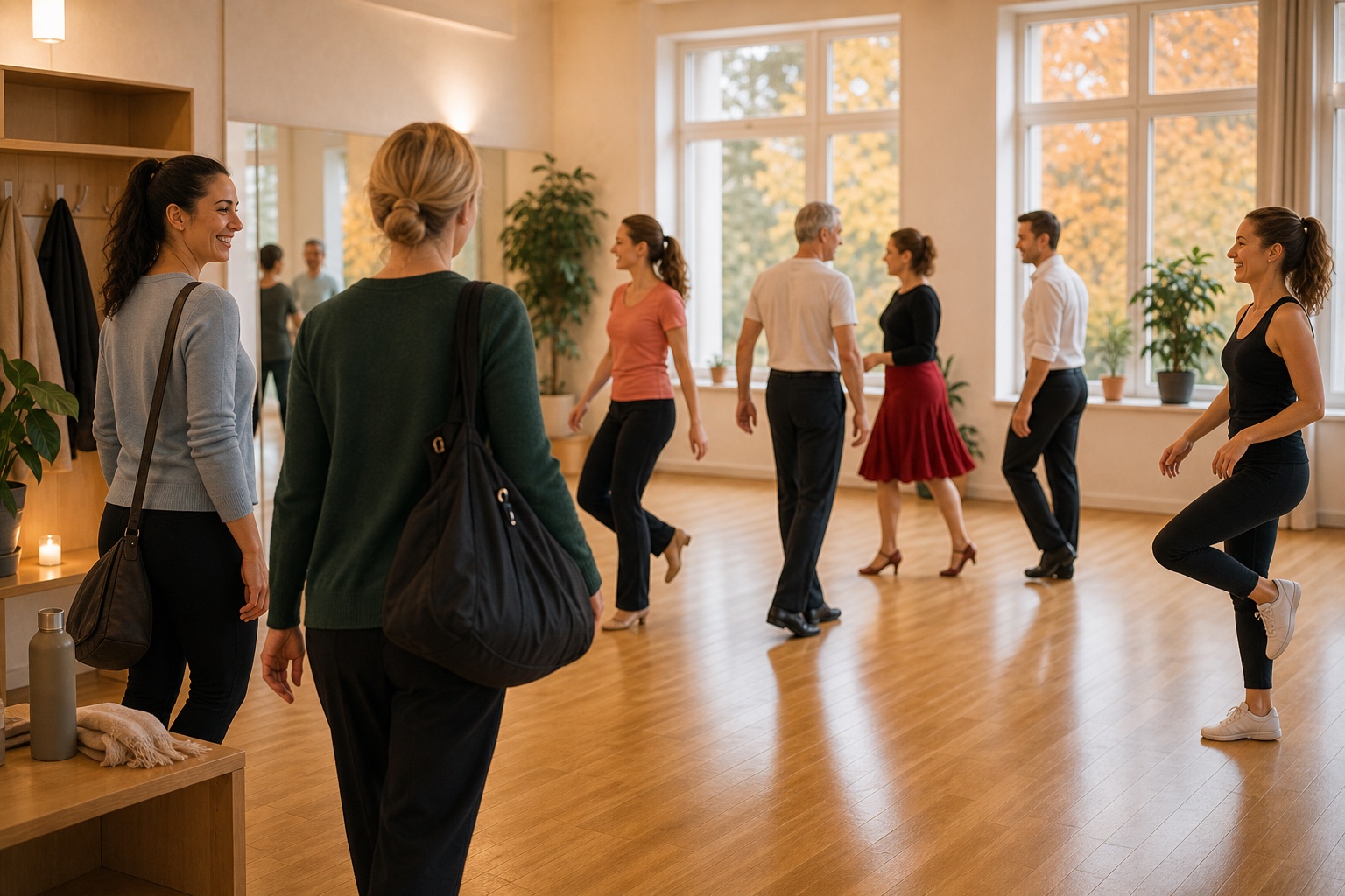 Elever som samlas till start av ny hosttermin i dansstudio